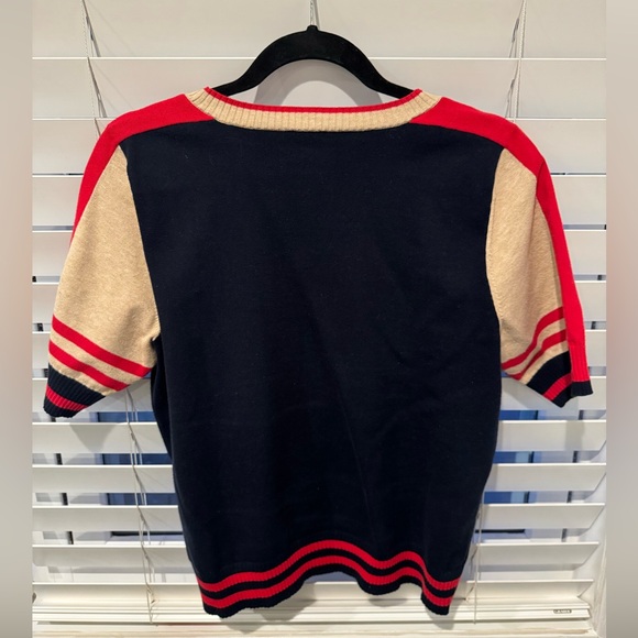 CAbi TV pullover Navy and Red V-Neck Sweater #6171 - Picture 4 of 6